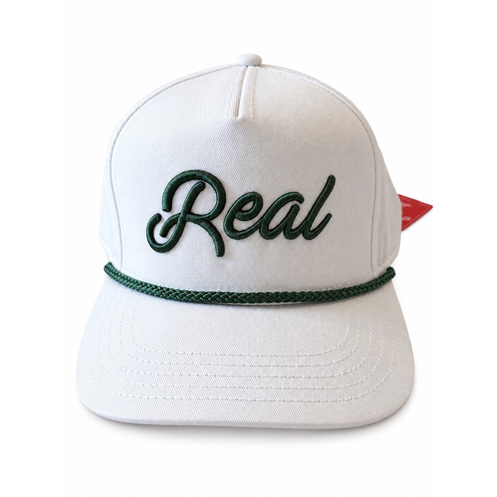 American Needle Real Script Trucker Hat White Green Rope Snapback Cap New